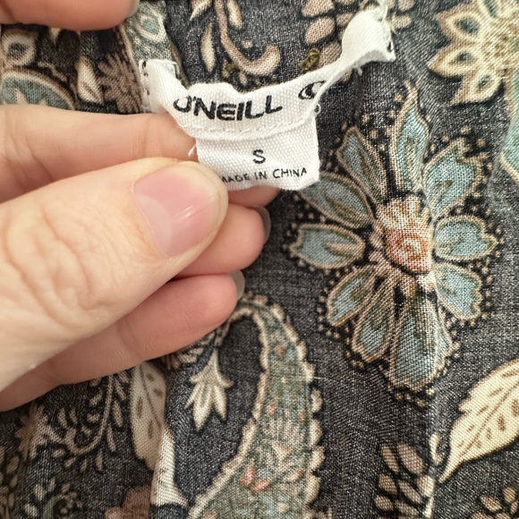 O’Neill Paisley Boho Midi Dress Long Sleeve Button Front Teal Floral Size Small - Picture 4 of 6